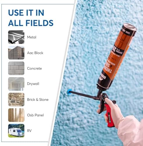 Pro Spray Foam Gun, (2x8 inch) PTFE (Teflon) Coated Non-Stick, Adjustable Flow Control Dial, Ergonomic Handle, Universal Screw Top Can Adapter, Long Reach Barrel, Includes Nozzle Set - Image 4