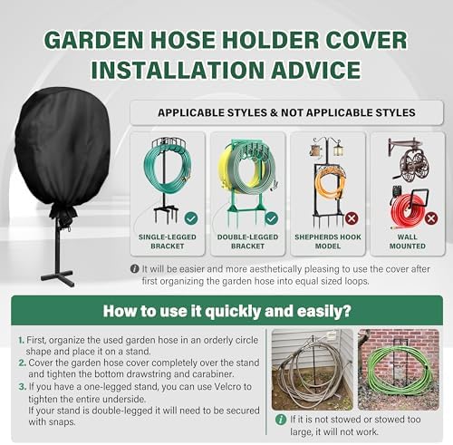 Double sided garden hose bracket cover, suitable for double-sided hose reel brackets that can accommodate 150 feet of hoses - waterproof, UV resistant, extending the service life of water pipes - Image 6