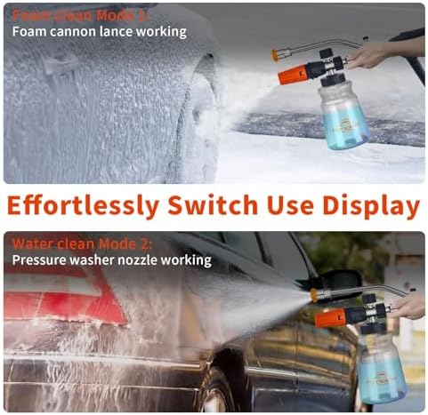 Feng Pai Pressure Washer Gun with Foam Cannon and Dual Connector, 7 Pressure Washer Sprayer Nozzles, Double Tip Attachment for Soap Cannon, 1/4" Quick Connect - Image 7