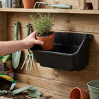 VILLCASE 4pcs Stackable Wall Planter for Herbs and Flowers, Black Plastic - Image 5