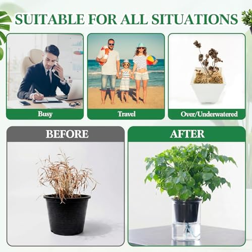 60 Pack Self Watering Spikes for Plants with Wick Rope,Small - Image 6