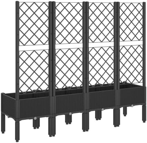 Black Garden Planter Box with Trellis 63"x15.7" Outdoor Bed - Image 5