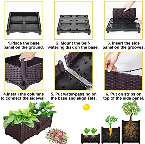 YSUEFIJO Planter Box Outdoor Raised, Raised Garden Bed for Vegetables, Garden Bed Kit Plastic, with Drainage Holes, for Flowers, Herbs, Fruits - Image 6