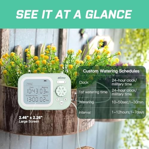 Automatic Plant Waterer Indoor Self Watering System for 15 Potted Plants, Auto Drip Irrigation Kit Programmable Water Timer with Smart Humidity Detection, Green - Image 3