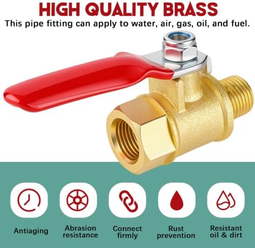 Lasnten 12 Pcs 1/8 Inch Heavy Duty Brass Npt Ball Valve Shut off Switch - Image 5