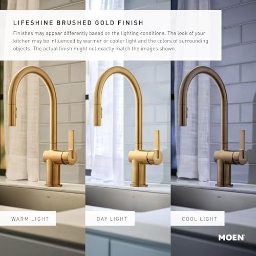 Moen YB0364BG Flara 4-Light Dual-Mount Bath Bathroom Vanity Light Fixture with Frosted Glass, Brushed Gold - Image 3