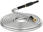 Non-Expandable Metal Garden Hose 50 Feet with Sprayer Nozzle, Flexible, No Kinking, Lightweight & Heavy Duty Water Pipe, Stainless Steel Outdoor Water Hose for Yard 50 ft, Male to Female Connector by BlueGarden