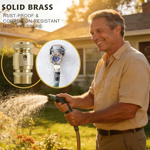 3/4 Inch GHT Solid Brass Garden Hose Quick Connect Fittings, Water Hose Connectors with Leak-Proof Seal for Outdoor Gardening and Cleaning Use (6, Gold) - Image 4