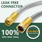 Metal Garden Hose 50 ft with 10 Function Sprayer Nozzle, Lightweight Stainless Steel Water Hose with 3/4" Solid Fittings, Flexible Kink Free Leak Proof for Yard, Patio, Outdoor & Car washing - Image 3