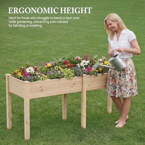 DUMOS 72x23x30 Inch Raised Garden Bed, Elevated Wood Planter Box with Legs - Image 4