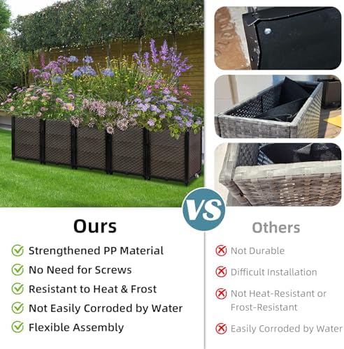 Large Raised Planter Box Outdoor Self Watering 78.7"x15.7"x14.2", Deep Raised Garden Bed - Elevated Garden Box with Drainage Plug, Rectangular Garden Planter Perfect for Patio Balcony Deck - Image 3