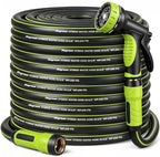 Garden Hose 75ft, Non-Expandable Heavy Duty Water Hose with 10 Function Sprayer, Flexible, Leakproof, Kink Resistant & Hybrid Hose for Yard, Outdoor, 600 PSI by HEYRSUN