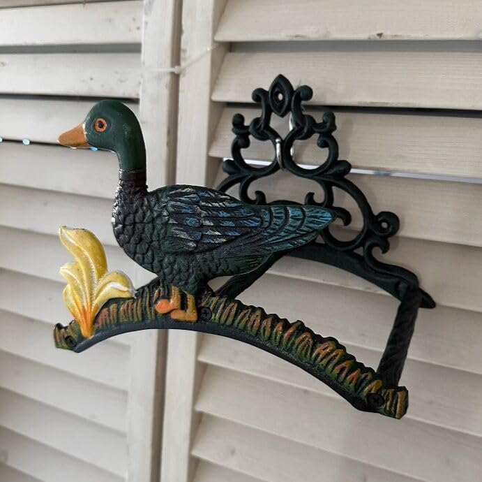 EatingBiting Cast Iron Heavy Duty Garden Hose Holder Duck Decorative Hand-painted Wall Mounted Water Hose Rack Reel Butler Hanger Water Pipe Holds, Rack, Hanger, Antique Wall Decorations - Image 3