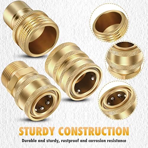 16 Packs Pressure Washer Adapter Set Connect Disconnect Kit Includes M22 Swivel to 1/2 Inch Connect 3/8 Inch to Quick Release 3/8 Inch Plug 1/2 Inch Plug 3/4 Inch Swivel Female Male for Garden Hoses - Image 3