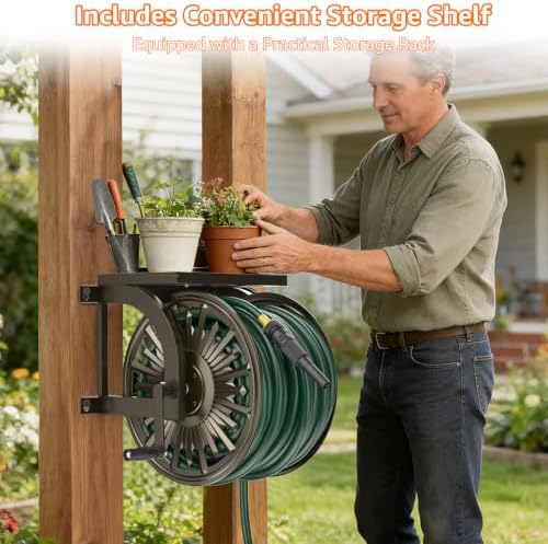 GOFORWILD Wall Mount Garden Hose Reel, Holds 200-Feet of 5/8-Inch Hose - Image 4