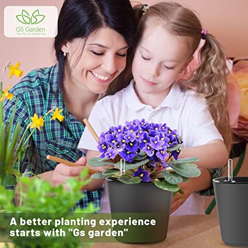 Self Watering Planters for Indoor Outdoor Plants 7 inch Flower Pot with Water Level Indicator Grey 3 Pack African Violet Self Watering Pots for All Orchid agave etc. House Plant Plastic Planter - Image 3