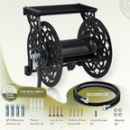 Metal Wall Mount Garden Hose Reel for Outside, Holds 125 ft x 5/8'' Hose Storage, Decorative Heavy Duty Water Hose Holder Aluminum Frame, No-Leak Aluminum Water System, Easy Assmbly, Dark Bronze - Image 6