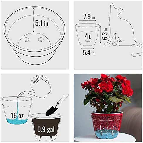 Santino AST 7.9 Inch Self Watering Planter Black-Gold/Black - Set of 3 for Indoor Plants - Premium Quality Plastic Pot with Water Level Indicator for All House Herbs, African Violets and Dahlias - Image 5