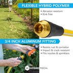 HydroTech Italia Expandable Garden Hose 5/8in x 100ft, Hybrid Polymer Water Hose, Kink-Free Flexible Hose with Force Control Technology, Lightweight Hose for Flowers, Plants & Garden Beds, Yellow - Image 4