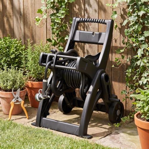 175FT Portable Hose Reel Cart with Wheels, Black - Image 7