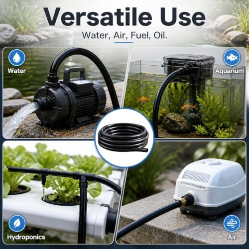 【Air-Supported Packaging】1 Inch ID x 25ft PVC Hose - Ends Sealed to Prevent Kinks & Damage. For Water, Air, Fuel Transfer, Industrial Use. Includes 4 Stainless Steel Hose Clamps - Image 7