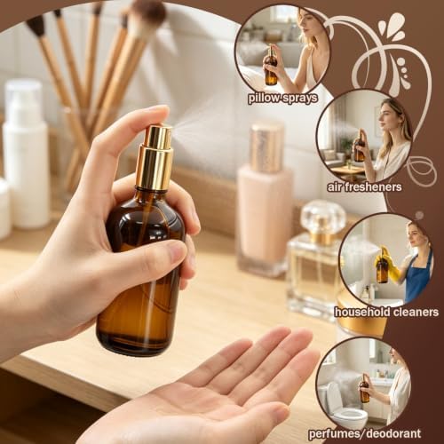 Cocurb 35Pcs 4 oz Amber Glass Spray Bottles with Luxury Gold Sprayers&Caps - Image 5
