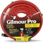 Gilmour Pro Rubber Hot Water Garden Hose – 5/8" x 25', Kink-Resistant, 400 PSI, Brass Fittings, Flexible in Cold, USA Made by Gilmour