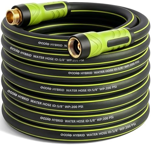 Garden Hose 50ft x 5/8", Heavy Duty Water Hose, Flexible and Durable, Kink Resistant Lightweight Hybrid Hose, Leakproof Yard Hose with Male to Female Fittings by EOOIOGARDEN