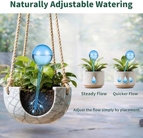 Soilagua 12-Pack Plastic Plant Watering Globes, Premium PVC Shatter-Resistant Plant Waterer, Tapered Opening Self Watering Planter Insert, Automatic Watering Spikes for Daily & Vacation Plants Care - Image 6