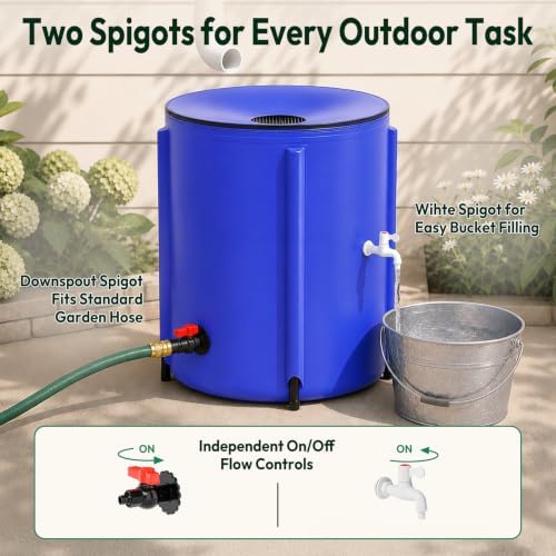 VINGLI Collapsible Rain Barrel Portable Rain Water Collection (Blue, 50 Gallon) - Image 6