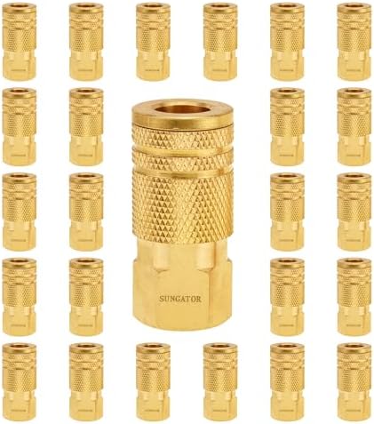 SUNGATOR 1/4" Air Hose Fittings, 25-PCS Brass 1/4" FNPT Industrial Coupler by SUNGATOR