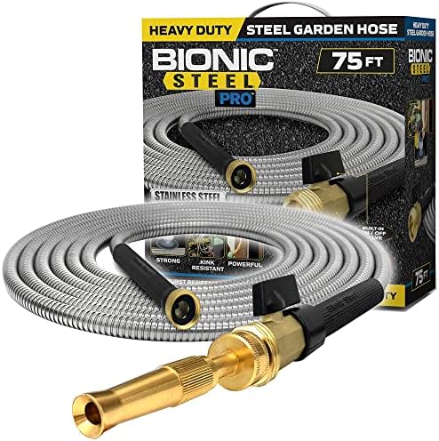 Liberty Garden 1917-G Hose Pot, Hammered, Patina & Bionic Steel PRO Garden Hose - 304 Stainless Steel Metal 75 Foot Garden Hose – Heavy Duty Garden Hose Lightweight - Image 5