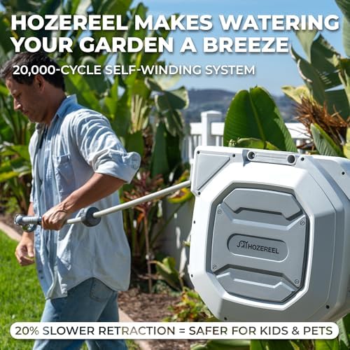 1/2" x 135 ft Heavy Duty Retractable Garden Hose Reel Grey - Image 2