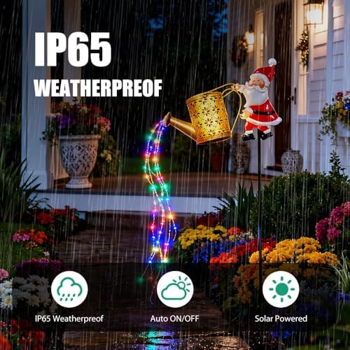 Christmas Solar Kettle Light, 2026 New Garden Lawn Decorative Light, Outdoor Hanging Solar Powered Santa Claus Watering Can with LED for Lawn Decorations (Colorful) - Image 6