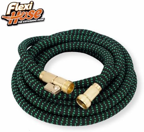 Flexi Hose with 8 Function Nozzle, 75FT - Lightweight Expandable Garden Hose, No-Kink Flexibility, 3/4 Inch Solid Brass Fittings and Double Latex Core - Black and Green - Image 5