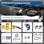 2PACK 1675KIT48 Safety System Kit, 48" Commercial Gas Hose Connector Kit with 3/4" Quick Disconnect, Flexible Gas Line Hose, Gas Valve & Restraining Cable for Moveable Commercial Kitchen Equipment. - Image 3