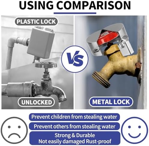 Outdoor Faucet Lock, 2 Pack Water Hose Bib Spigot Lock Stainless Steel Cover & Padlock Kits for 1-1/2 to 3 Inch Dia Valve Handles to Prevent Outside Water Theft and Unauthorized Use - Image 5