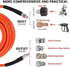 100FT Pressure Washer Sewer Jetter Kit, 5800 PSI Water Jet Drain Cleaner Hose with Corner Rotating Button Nose Nozzle, Sewer Jetting Nozzles Kit with Spanner Handle Strap - Image 3