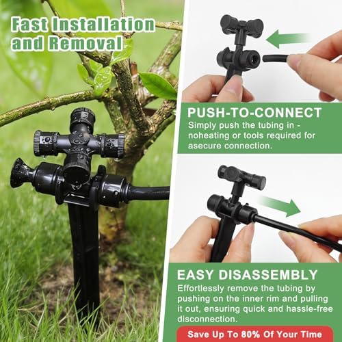 50FT Drip Irrigation System Kit Automatic Garden Watering System with 1/4" Drip Tubing & Quick Connect Fittings Adjustable Mist and Linear Columnar Modes for Greenhouse, Raised Garden Beds, Lawn, Yard - Image 2