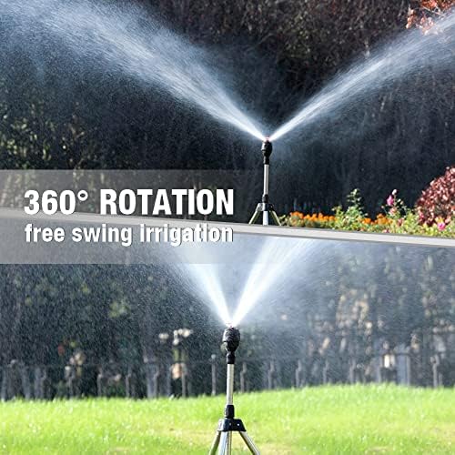 2 Pack Rotating Tripod Sprinkler, 360 Degree Automatic Rotating Irrigation Watering Sprinklers, Telescoping Tripod Sprinkler for Large Area, Yard, Garden, Lawn, Household Automatic Irrigation System - Image 2