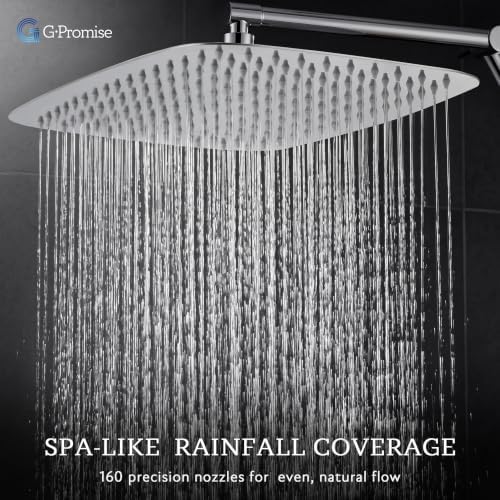 G-Promise All Metal 16 Inches Rainfall Shower Head with Handheld Combo - Image 2