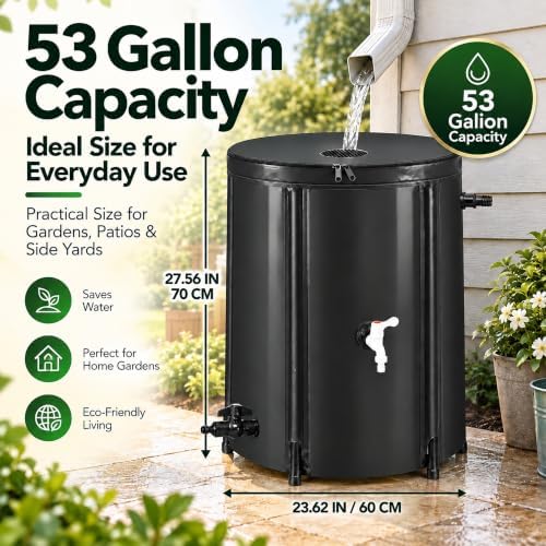 Rain Catchers for Outside, 53 Gallon Collapsible Rain Barrel with Spigot - Image 2