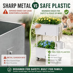 2-Tier 27.8"H Rolling Raised Garden Bed with Wheels, Self Watering Planter Box with Visible Water Level, Gray Rustproof Plastic Herb & Strawberry Planter for Indoor Outdoor Vegetables Flowers, DIY Kit - Image 5