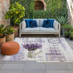 Lavender Flower 3x5 Waterproof Outdoor Rug with Non‑Slip Backing Watering Can Purple Old Postcard Wood Machine Washable Deck Patio Rug Mat for Camping, RV, Garden, Balcony Pool by Unknown