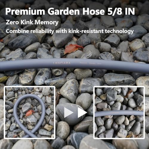 Heavy Duty Premium Garden Hose 50ft x 5/8", 300PSI Working, 1000PSI Burst, Hybrid Rubber Water Hose with Transparent Swivel Handle - Hot/Cold Water - Five Layered Braiding with Brass fittings (Grey) - Image 3
