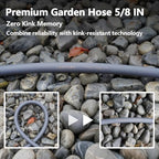 Heavy Duty Premium Garden Hose 100ft x 5/8", 300PSI Working, 1000PSI Burst, Hybrid Rubber Water Hose with Transparent Swivel Handle - Hot/Cold Water - Five Layered Braiding with Brass fittings (Grey) - Image 3