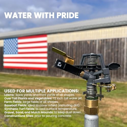 Impact Water Sprinkler 300005 on Tripod Stand, Telescopic with Long Range to 80 ft Diameter Coverage by New England Garden Tools - Image 4