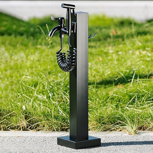 el Garden Water Column 60cm Outdoor Tap Post nd with Faucet & Spray Gun for Efficient Courard Irrigat and Watering (Black) by Unknown