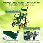 Goplus Garden Hose Reel Cart, 300 ft 5/8" or 400 ft 1/2", Heavy-Duty Metal Hose Cart w/ 4 Wheels, Storage Basket, Portable Water Hose Organizer for Yard Planting Lawn - Image 4