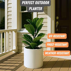 Fox & Fern Large Planter for Indoor or Outdoor, White Matte, 12 Inch - Image 5